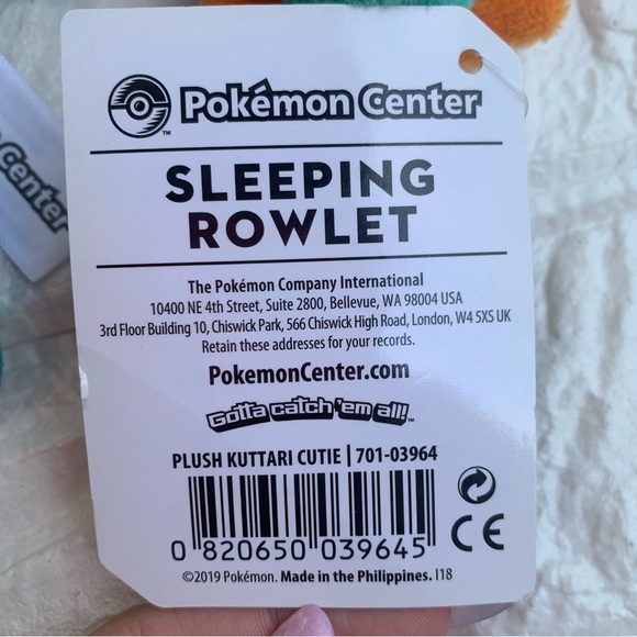 Pokémon Center Glaceon and Rowlet Good night ver Kuttari Plush Doll - Picture 9 of 9